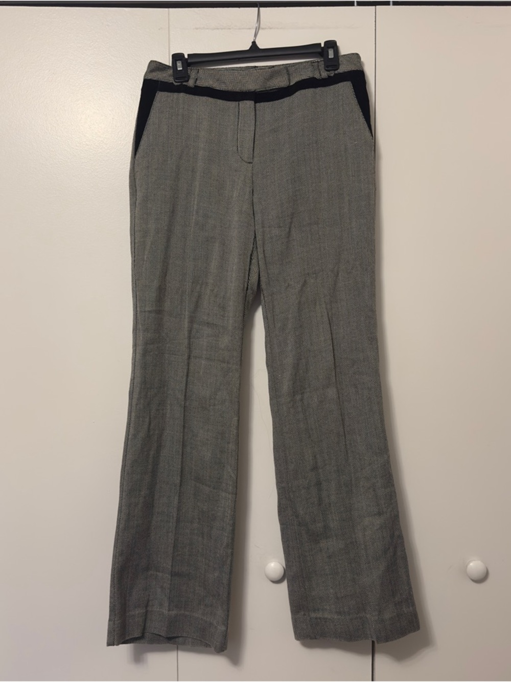 Oscar de la Renta Oscar Wide Leg Trousers gray with black trim